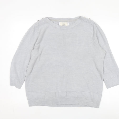 Maine New England Women's Grey 3/4 Sleeve Pullover Jumper