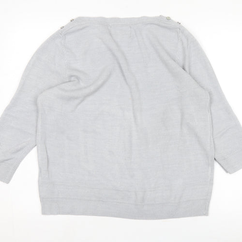Maine New England Women's Grey 3/4 Sleeve Pullover Jumper