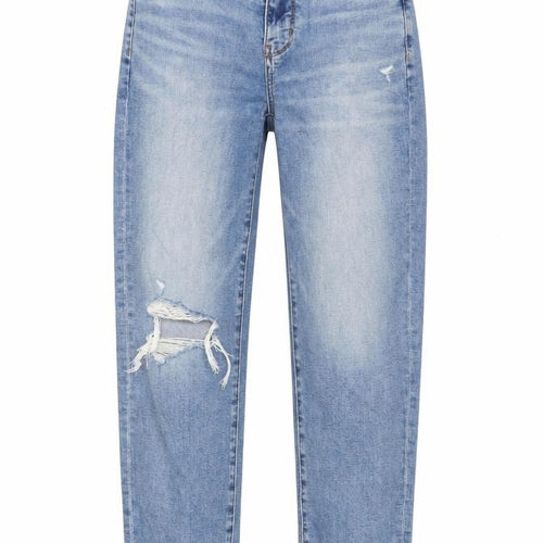 American Eagle Women’s Blue Straight Jeans, Distressed Look