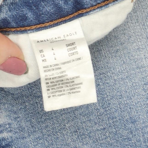 American Eagle Women’s Blue Straight Jeans, Distressed Look