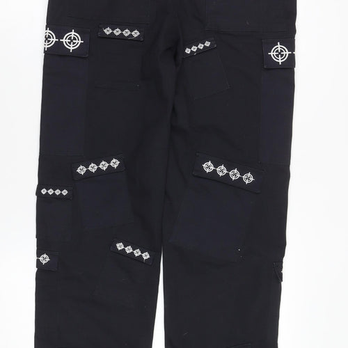 Sin Star Men's Black Cargo Jeans, Medium, Gothic Style