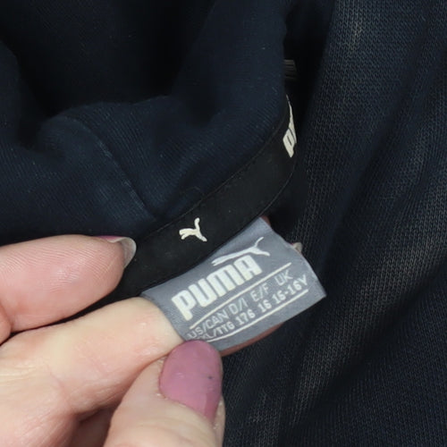 Puma Boys Black Hoodie Pullover 16 Years - Logo, Hooded