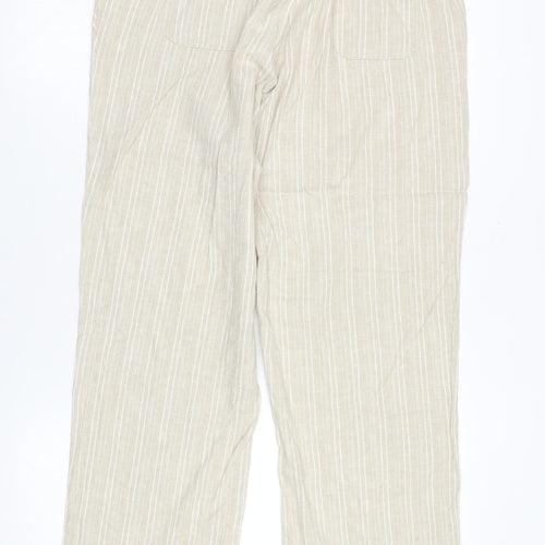 Maine Women's Beige Striped Relaxed Trousers Size 14R