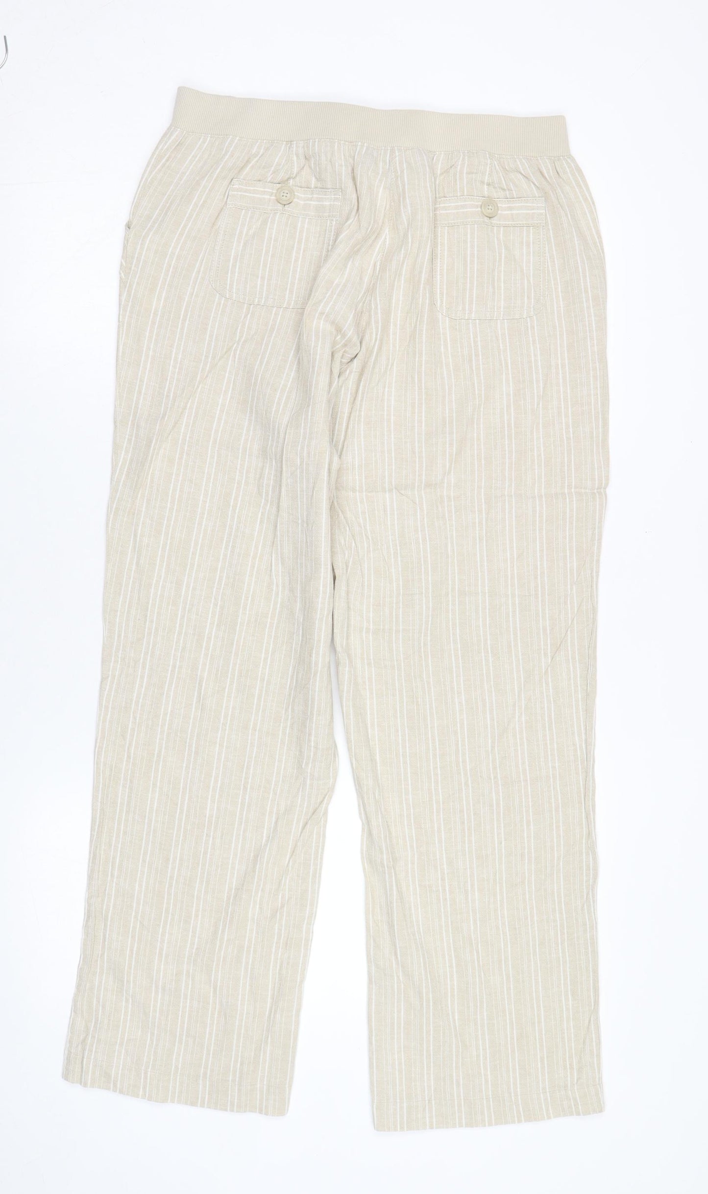Maine Women's Beige Striped Relaxed Trousers Size 14R