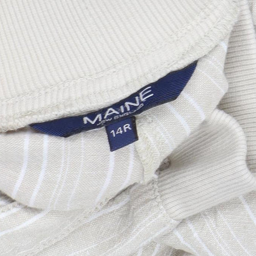 Maine Women's Beige Striped Relaxed Trousers Size 14R
