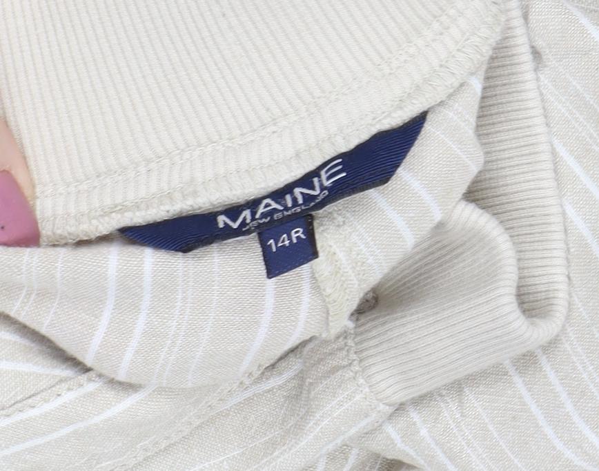 Maine Women's Beige Striped Relaxed Trousers Size 14R