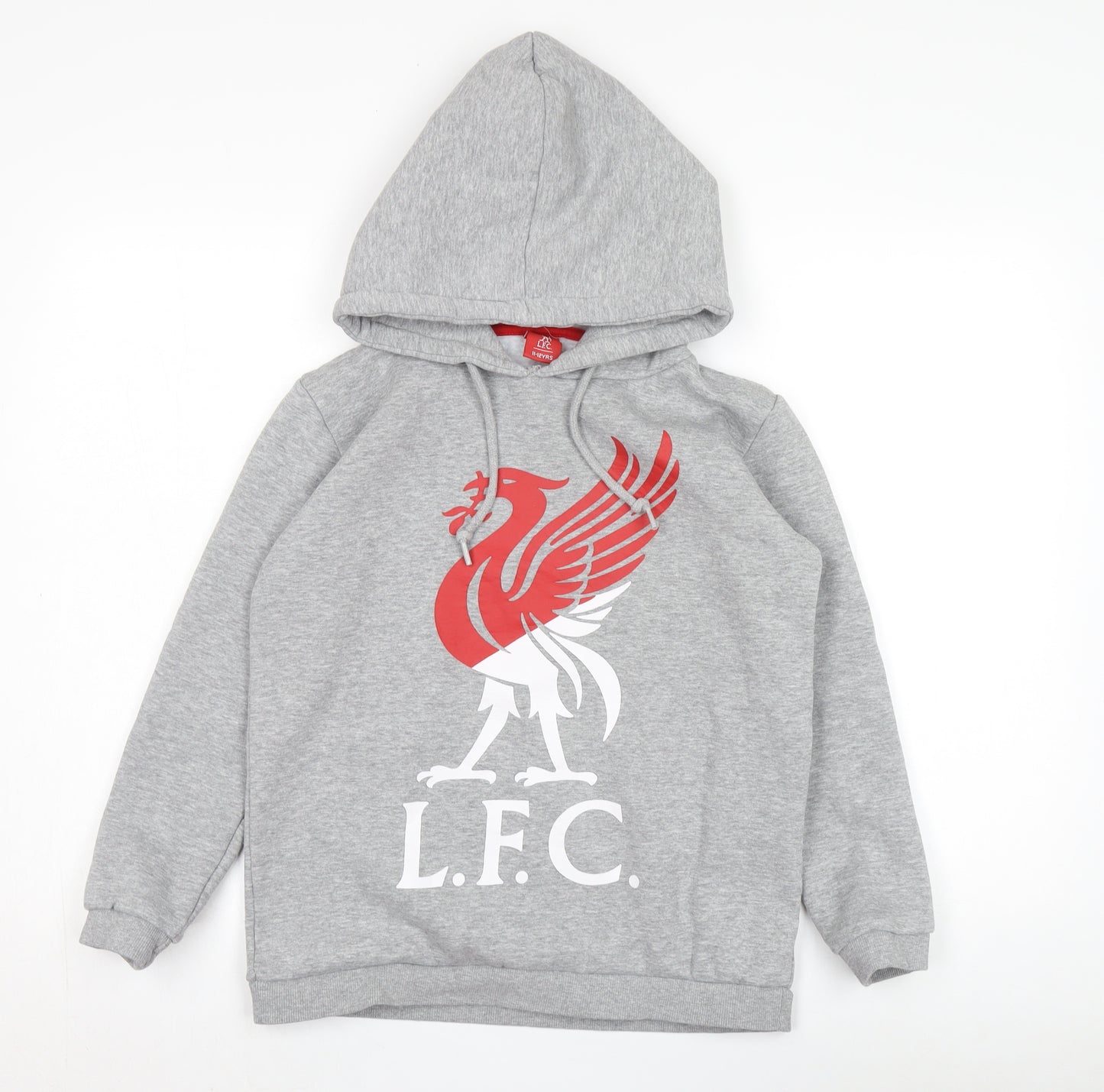 LFC Grey Boys Hoodie 11-12 Years, Pullover, Graphic Print
