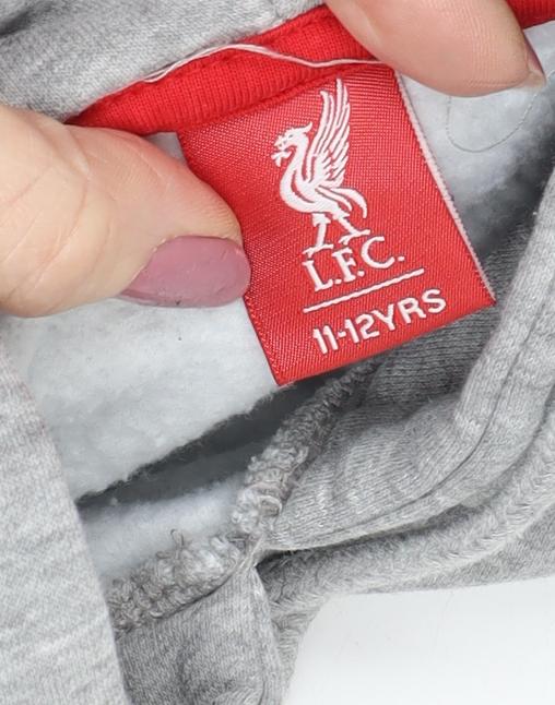 LFC Grey Boys Hoodie 11-12 Years, Pullover, Graphic Print