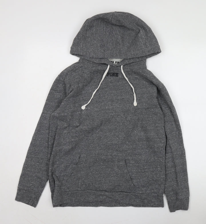 Pink Women's Grey Hoodie, Size S, Pullover Style
