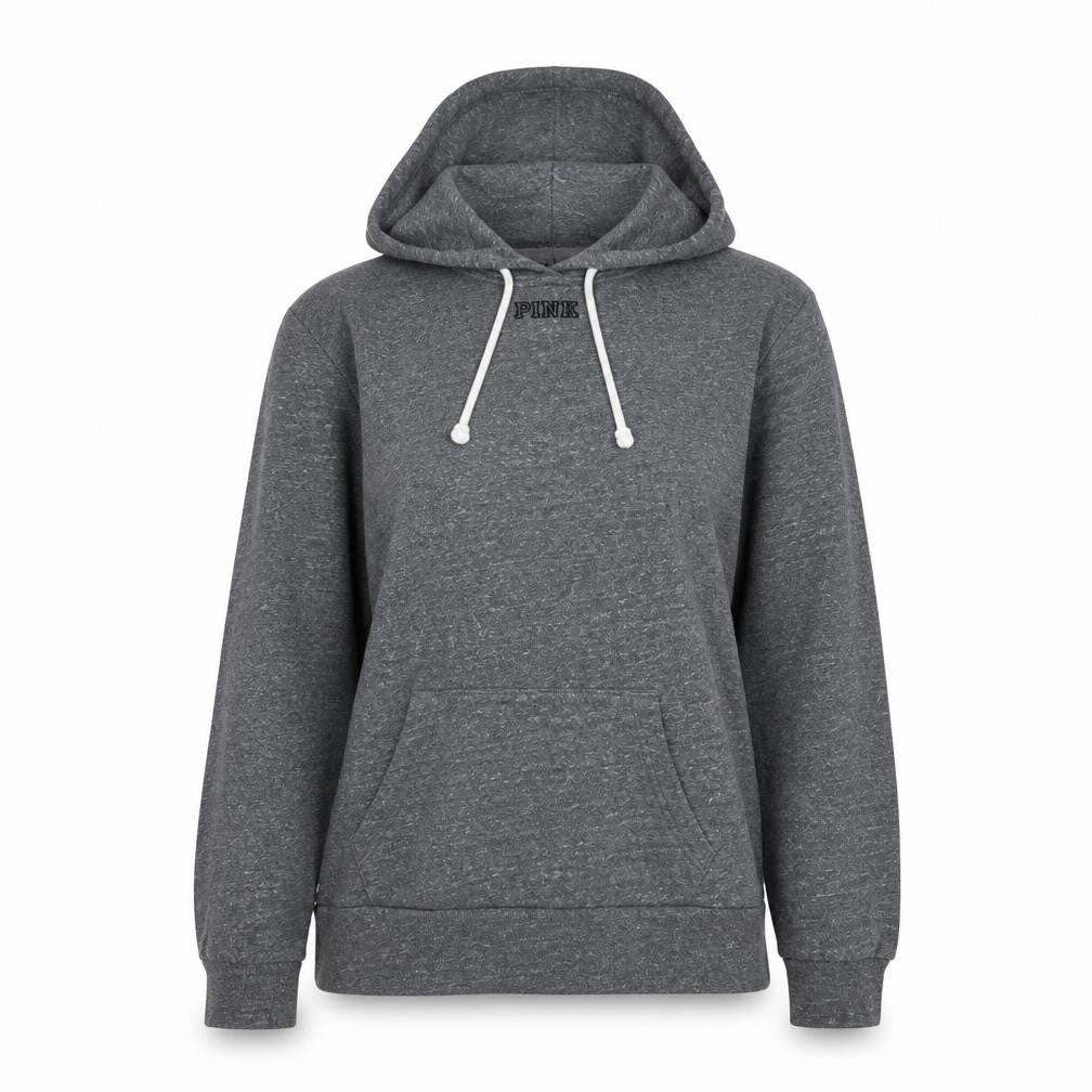 Front view of Pink Women's Grey Hoodie, size S, Pullover Style