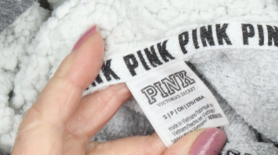 Pink Women's Grey Hoodie, Size S, Pullover Style