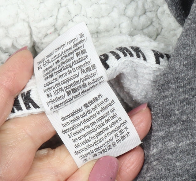 Pink Women's Grey Hoodie, Size S, Pullover Style