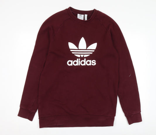 Adidas Men's Red Pullover Sweatshirt, Size S, Logo Design