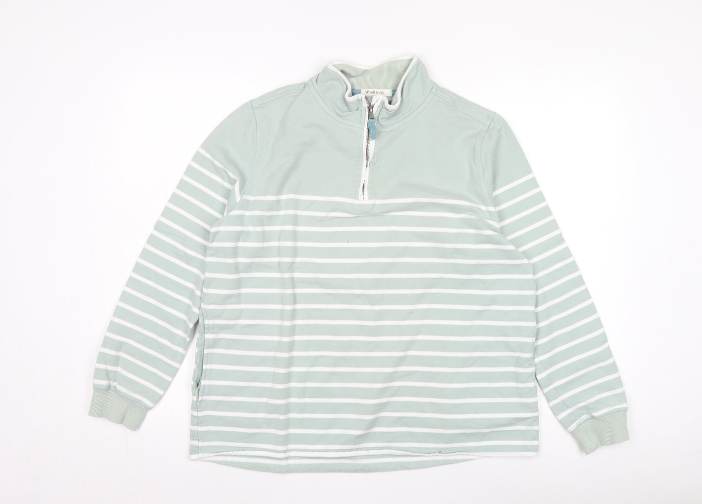 WoolOvers Women's Green Striped Sweatshirt L