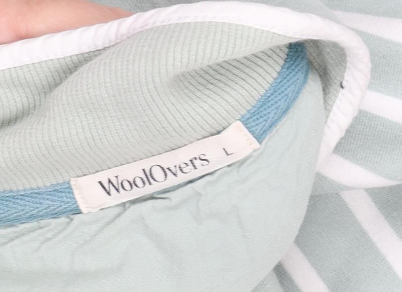 WoolOvers Women's Green Striped Sweatshirt L