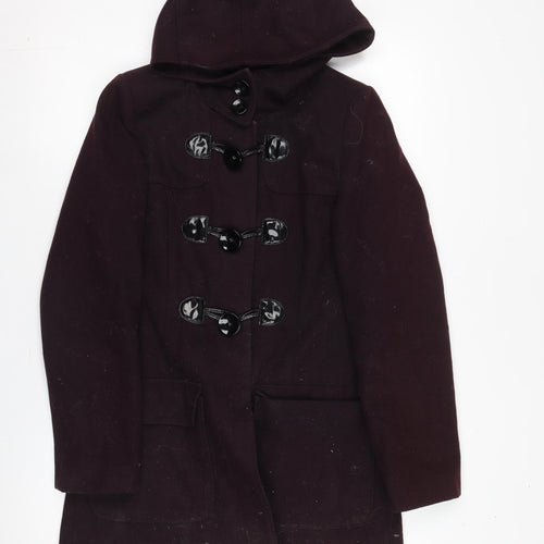 Laura Ashley Womens Purple Wool Duffle Coat Size 8
