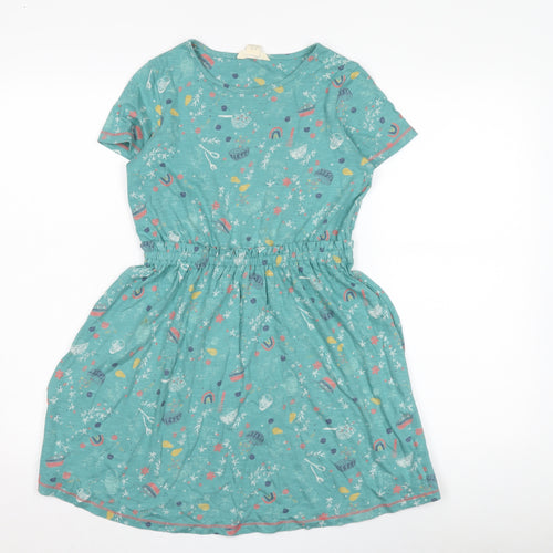 White Stuff Girls Green Novelty A-Line Dress 9-10 Years