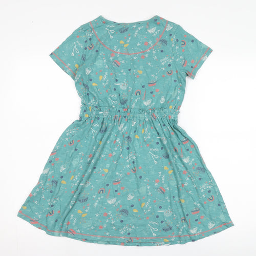 White Stuff Girls Green Novelty A-Line Dress 9-10 Years