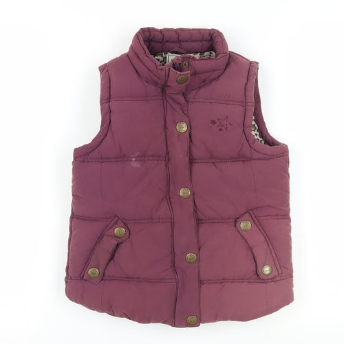 Next Girls Purple Puffer Jacket 9-10 Years Button Up