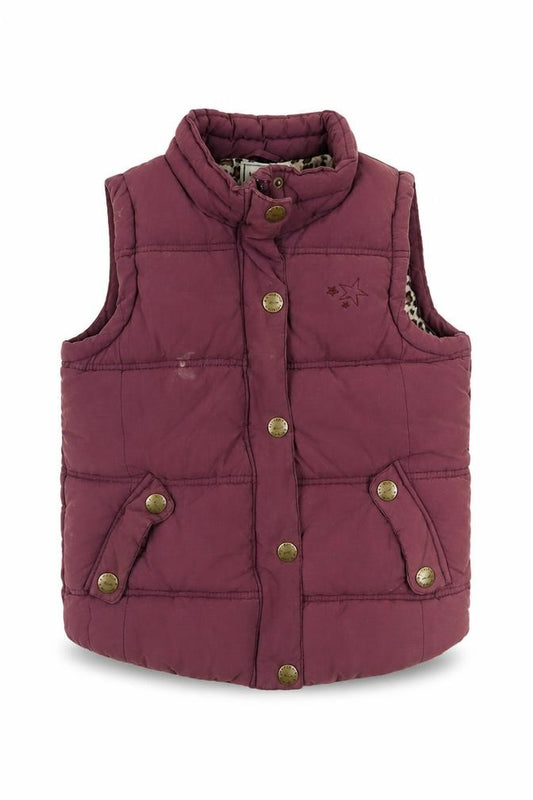 Front view of Next girls’ purple puffer jacket 9-10 years button up