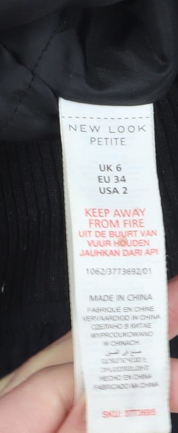 New Look Women's Black Bomber Jacket Size 6 Petite