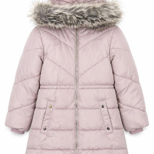 Next Girls Pink Puffer Jacket with Fur Trim Hood Size 10