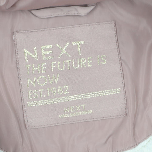 Next Girls Pink Puffer Jacket with Fur Trim Hood Size 10