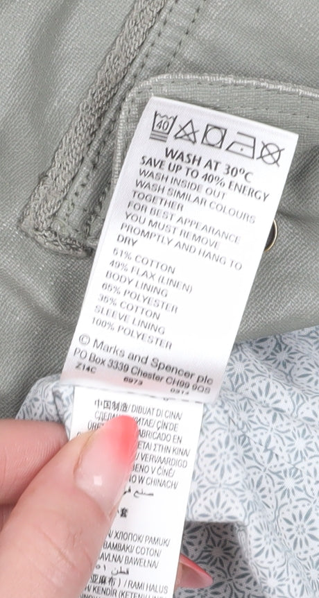 Marks and Spencer Women's Grey Military Jacket, Size 12