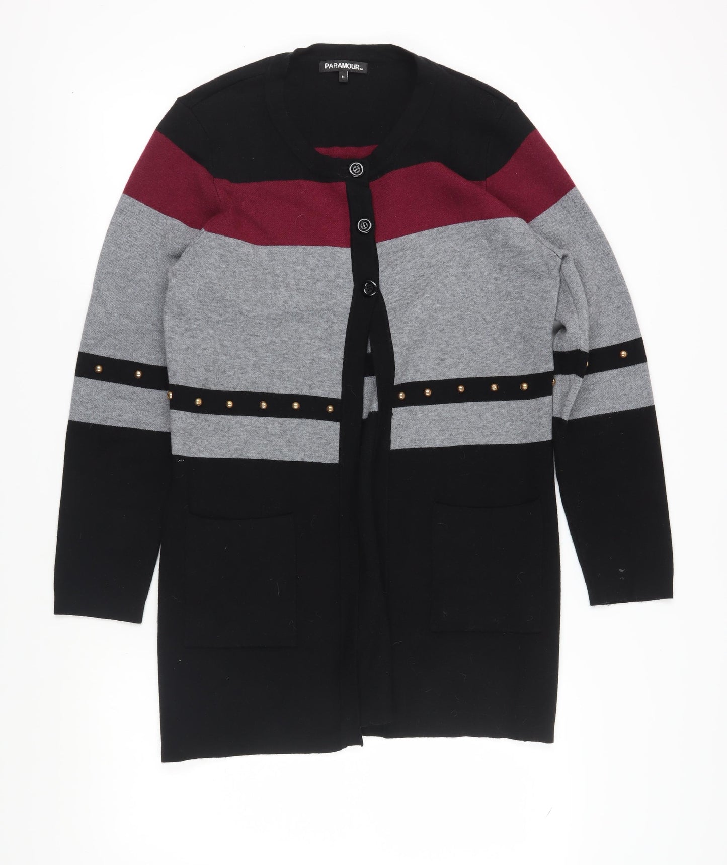 Paramour Women's Black Cardigan, Medium, Striped