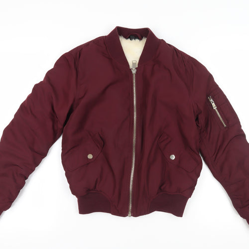 Topshop Women's Red Bomber Jacket - Size 8, Casual Chic