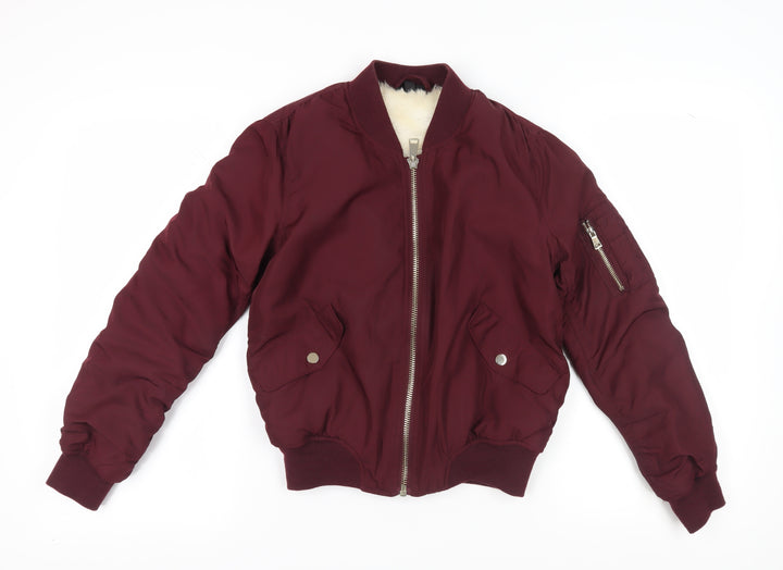 Topshop Women's Red Bomber Jacket - Size 8, Casual Chic
