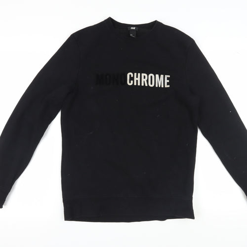 H&M Unisex Black Sweatshirt, S, Cotton Blend, Pullover