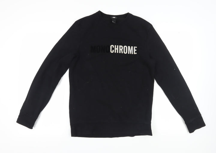 H&M Unisex Black Sweatshirt, S, Cotton Blend, Pullover