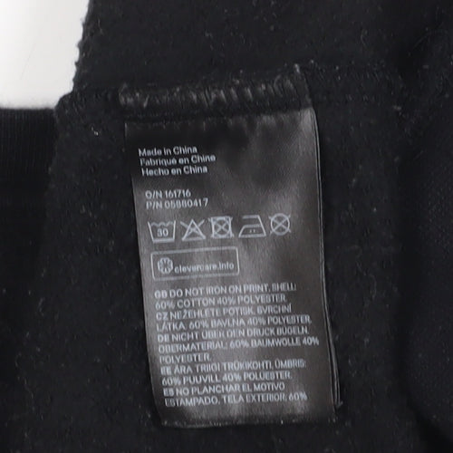 H&M Unisex Black Sweatshirt, S, Cotton Blend, Pullover