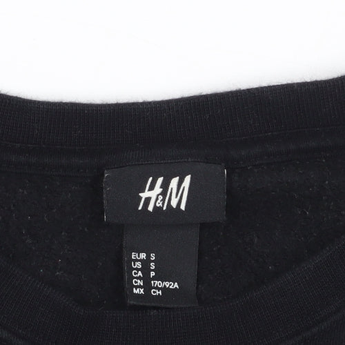 H&M Unisex Black Sweatshirt, S, Cotton Blend, Pullover