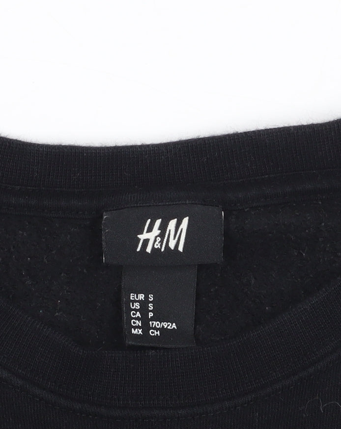 H&M Unisex Black Sweatshirt, S, Cotton Blend, Pullover