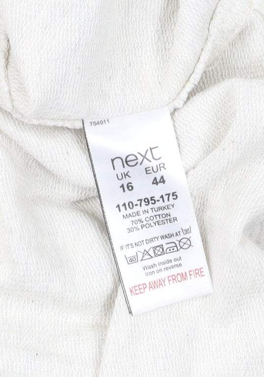 Next Women's Ivory Long Sleeve Pullover Sweatshirt UK 16