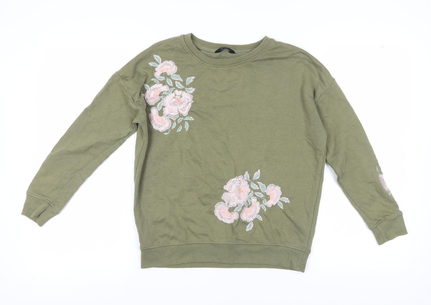 New Look Women's Green Embroidered Pullover Sweatshirt