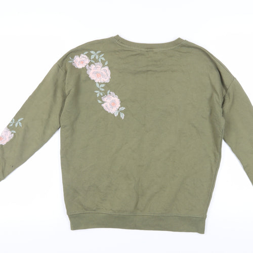 New Look Women's Green Embroidered Pullover Sweatshirt