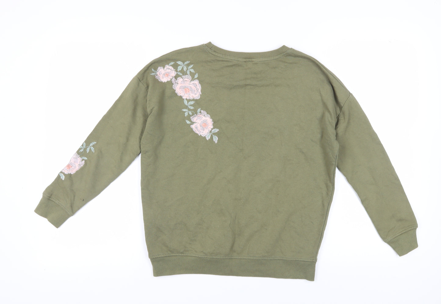 New Look Women's Green Embroidered Pullover Sweatshirt