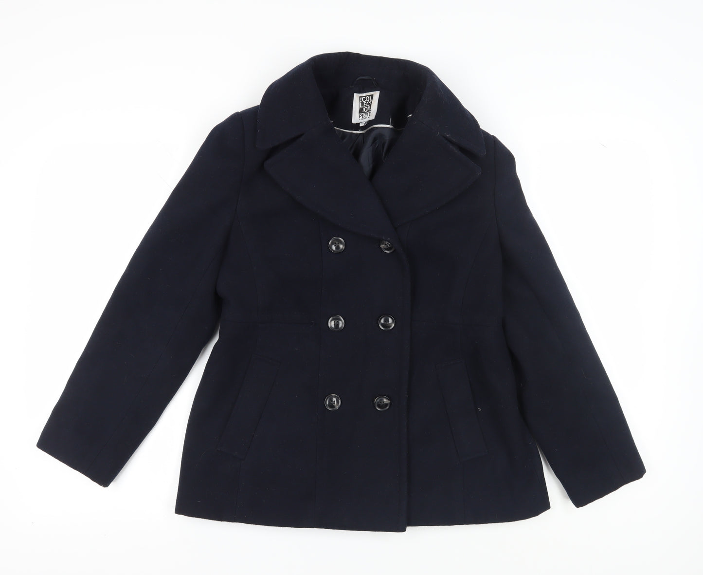 Debenhams Women's Blue Pea Coat, Size 12, Classic Style