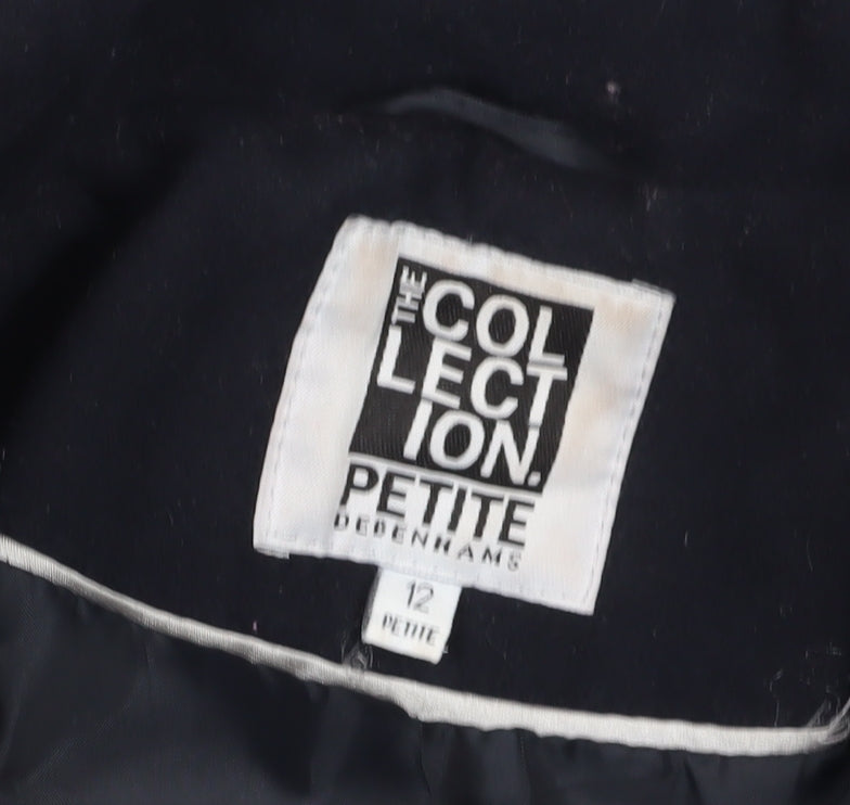 Debenhams Women's Blue Pea Coat, Size 12, Classic Style