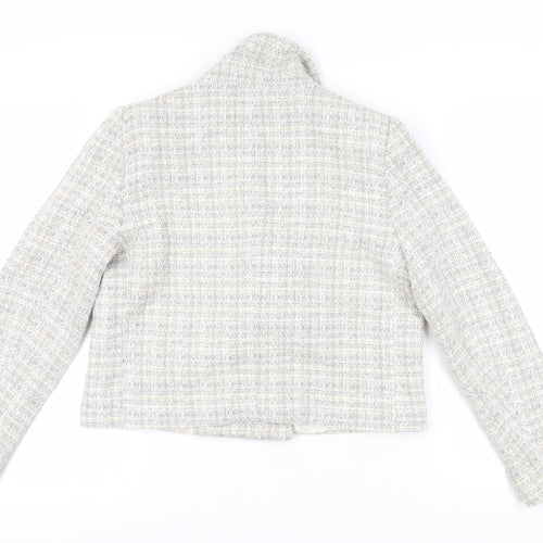 Zara Women's Beige Tweed Cropped Blazer Size 16