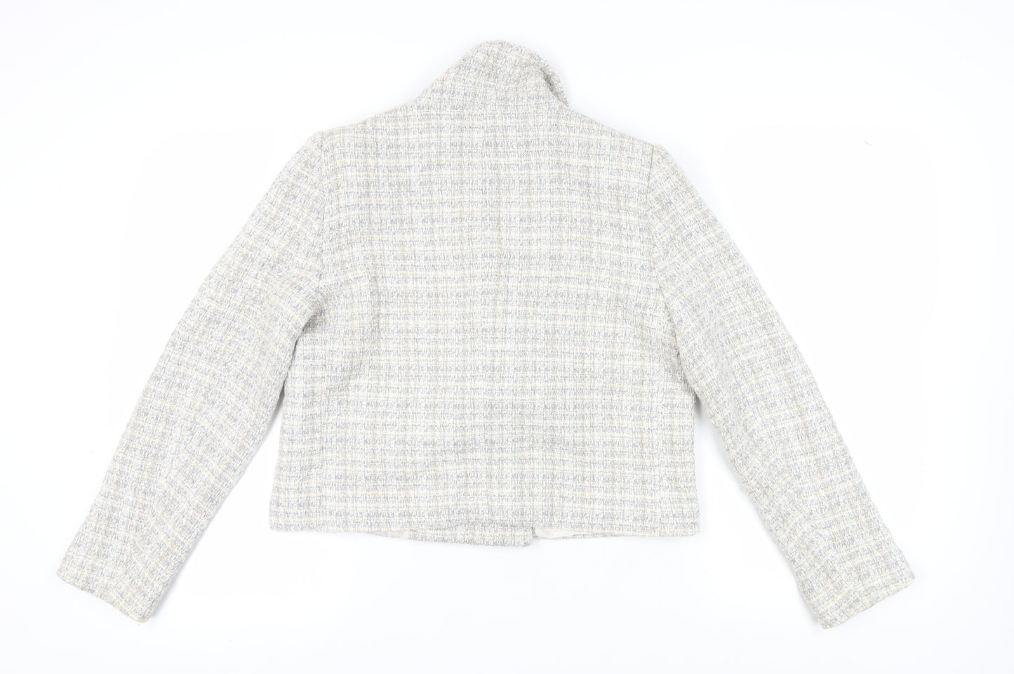 Zara Women's Beige Tweed Cropped Blazer Size 16