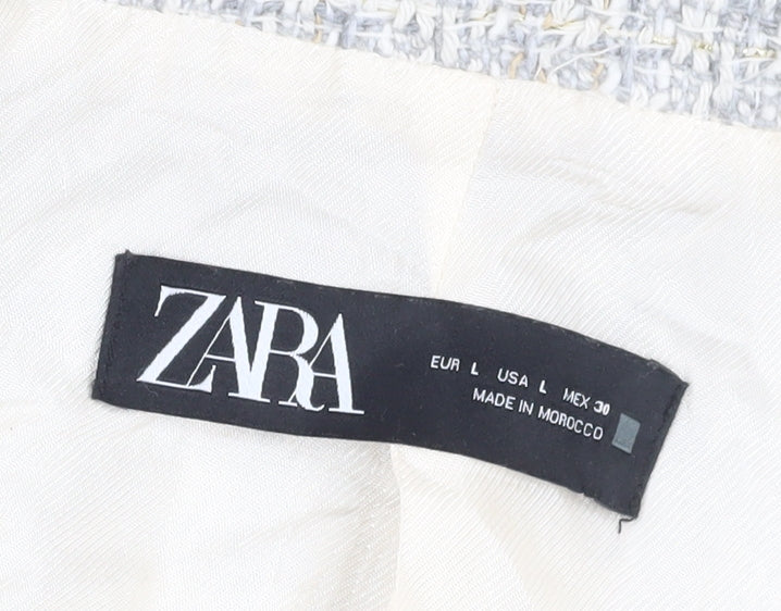 Zara Women's Beige Tweed Cropped Blazer Size 16