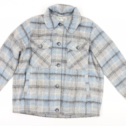 Topshop Women's Blue Check Jacket, Size M, Casual