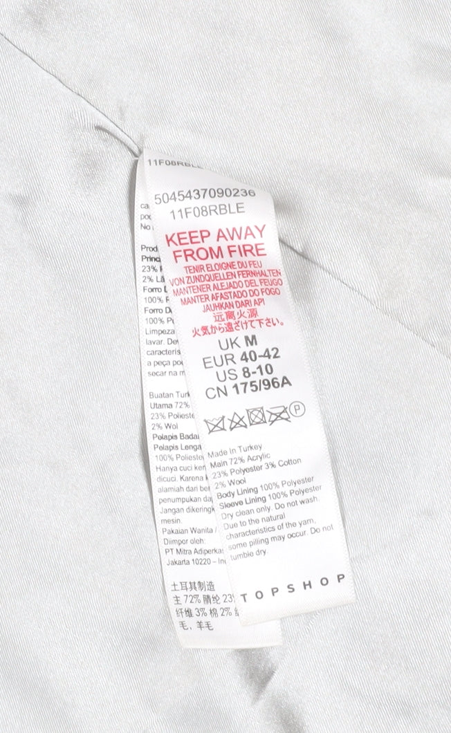 Topshop Women's Blue Check Jacket, Size M, Casual