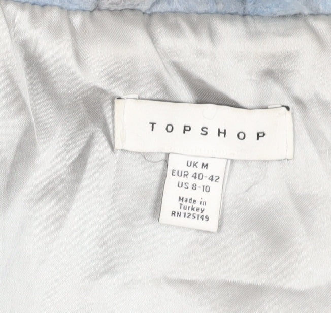 Topshop Women's Blue Check Jacket, Size M, Casual