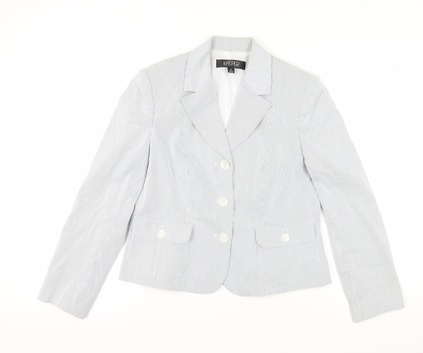 Kasper Women's Blue Pinstripe Suit Jacket Size 14