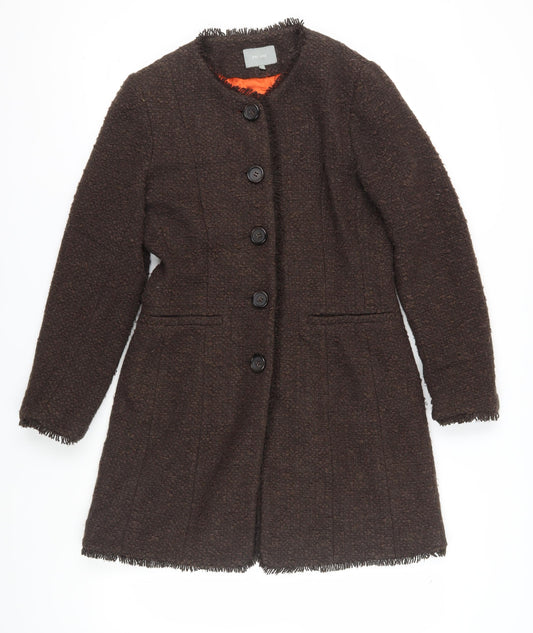 Per Una Women's Brown Tweed Mid-Length Coat Size 12